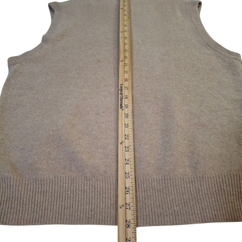 Vintage 80s Lord & Taylor Lambswool V-Neck Sweater Vest Mens Large Tan - Picture 7 of 7